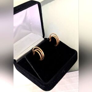 14 Carat Gold Triple Hoop Earring Jackets